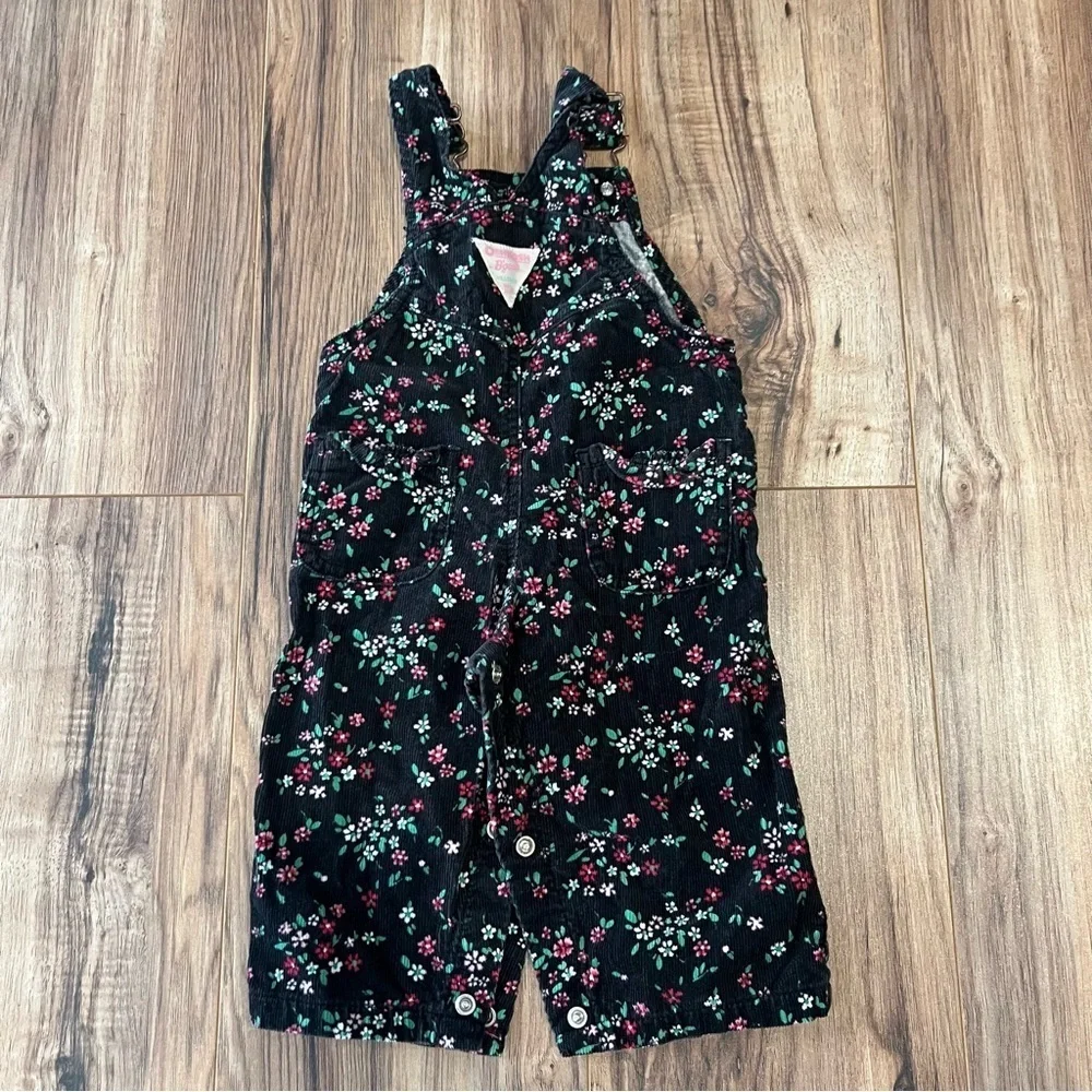 OshKosh B’Gosh Vintage Toddler Corduroy Floral Overalls